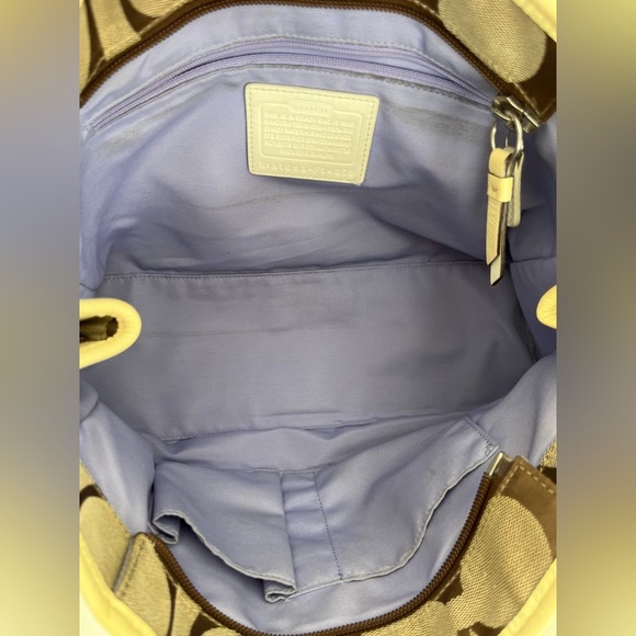 Coach Daisy signature tote tan brown yellow shoulder bag - Picture 7 of 11